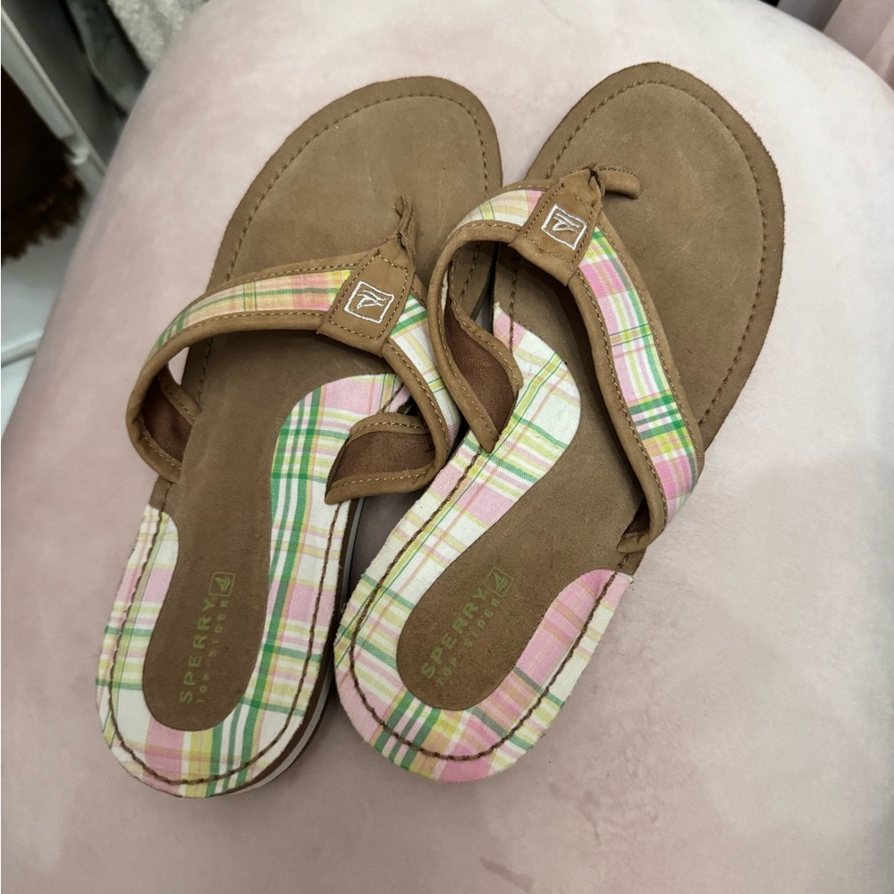 Sperry Women's Plaid Sandals - Brown and Pink